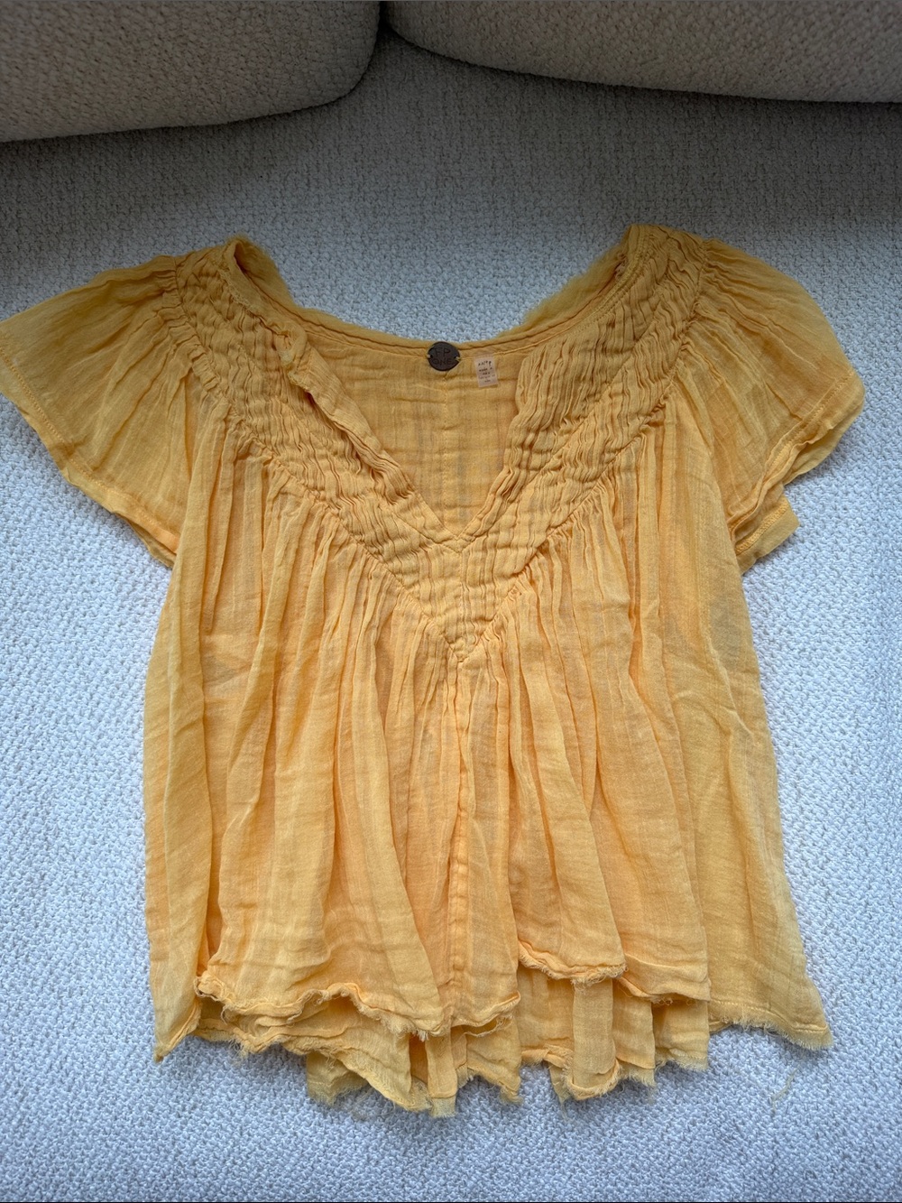 Free People Yellow V-Neck Tank